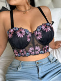 Plus Size Women Bra Floral Lace Patchwork Embroidery Thin Cup Push up Bra Comfortable Underwire Shapewear Bra for Women