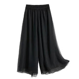 Summer Chiffon Wide Leg Pants for Women Yoga Pants Classica Dancer Trousers Two Layer Dance Practice Clothes Loose Dancing Pants