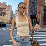 Women's Fashion Solid Tank Tops 2026 Streetwear Sleeveless T-shirt Female Square Collar Skinny Corset Y2K Girls Gray Crop Top