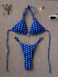 Sexy Black Polka Dot Print Bikini Set Women Pearls Push Up Bra Thong Swimwear 2026 Summer Bathing Suit Holiday Micro Swimsuit