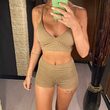 Ribbed Shorts Female Swimsuit High Waist Bikini Women Swimwear Two-Pieces Bikini Set Padded Bather Bathing Suit Swim Lady V3281