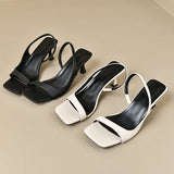 2026 New Women's Summer New Fashion Square Toe Simple Solid Color Sandals Outdoor Open Toe Casual Banquet Party Women's Sandals