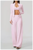 3 PCS Yoga Sets Women Long Sleeve Zipper Slim Jacket+sports Bra+high Waist Flare Pants Fitness Suits Gym Exercise Athletic Wear