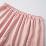 Summer Women's Satin Short Skirts Elastic Waist Lace Patchwork Skirts Half Slip Skirts Fashion