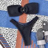 Sexy Wrinkled Bandeau Strapless Bikini Women Swimwear Female Swimsuit Two-Pieces Bikini Set Bather Bathing Suit Swim Lady V3367L
