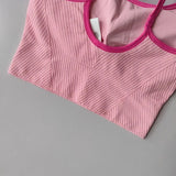 Women's sports bra, color blocked small sling , fixed cup fitness bra, running bra, acceleration, dry training, yoga.