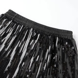 Fashion Women Summer Sequin Shorts Elastic Waist Wide Leg Loose Mini Short Pants Daily Casual Going Out