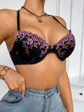 Embroidered Knit Cup Women's Sexy Bras Lace Backless Push-Up Underwire Bra for Women Comfortable Women's Bra