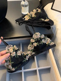 MOYISU Kawaii French Triangle Bra Airism Ultra Thin Invisible Bralette Set Black Lingerie Comfort S-XL 32-38 Sexy Tushy &  Panty