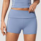 Quick Dry Contrast Color Yoga Shorts 2026 Tights Hip Lifting Workout Fitness Leggings High Waist Folded Running Athletic Shorts