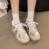Silver Patchwork Platform Sneakers Women Thick Bottom Lace Up German Training Shoes Woman Spring Autumn Korean Non Slip Flats