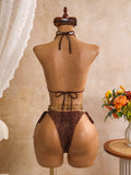 Sexy Mesh Cover Up 3 Piece Bikini Set 2026 Women White Metal Circle Push Up Bra Thong Swimwear Holiday Bathing Suit Swimsuit