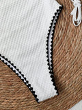 Sexy Bandeau One Piece Swimsuit Women White Patchwork Push Up Padded Slim Tummy Control Swimwear 2026 Beach Holiday Bathing Suit