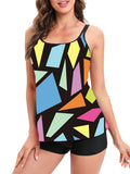 2026 Printed Tankini High Waist Strappy Swimsuit Women Two Pieces Swimwear Female Bathers Swimming Bathing Swimming Swim Suit