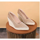 Spring Summer Shoes Women High Heels Fashion Ladies Wedges Party Shoes Retro Straw Shoes Women Pumps Wedge Heel 8.5cm