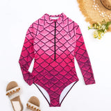 2026 New  Fish Scale Printed Surfing Suit for Women,Long Sleeve One-Piece Swimsuit,Zipper Competitive High Elasticity Bikini