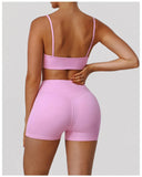 2 Pieces Sportswear Women Yoga Shorts Set Short Sleeve Sports T Shirts High Waist Hip Lifting Running Leggings Fitness Outfits