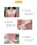 Pajamas gold velvet long sleeve lace cardigan set sexy home wear