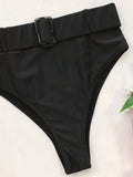 Neon Green Bandeau Swimsuit High Waist Bikini 2025 Women Swimwear Female Two pieces Bikini set Buckle Waistband bathing suit