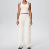 2PCS Yoga Set Women Tracksuit Nude Feeling Workout Sets Gym Clothes Push Up Fitness Running Sportswear Sport Straight tank suit