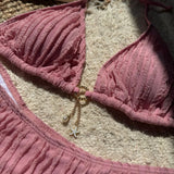 Sexy Wrinkled Halter Brazilian Bikini Women Swimwear Female Swimsuit Two-pieces Bikini Set High Cut Bathing Suit Swim Beach Wear