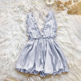 Sexy Lingerie Women's Sexy Dress With Wooden Ear Edge Deep V Neck Neck Tie Backless Sexy Lingerie Set 3x