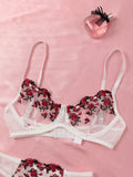 Sexy Lace Lingerie Bra And Panty Sets Women Underwear Flower Embroidery Bralette Set