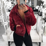 Phantasy Women's Hoodies Women Clothing Streetwear New Style Fashion Hooded Imitation Fur Plush Coat Solid Color Jacket Female