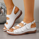 Fashion Buckle Decor Platform Sandals Women Plus Size 43 Summer Wedges Gladiator Sandals Woman Open Toe Thick Sole Beach Sandles