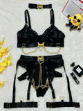 Toucheart Erotic Underwear Mesh See-through Patchwork Metal Chain Hot Girls Sexy Seductive Coquette Nightclub Party Dance Suit