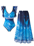 2026 Printed Swimsuit One Piece & Beach Dress Sexy Ruffle Swimwear Women Bathing Swimming Swim Suit Padded Beachwear Summer