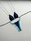2026 Summer Women's Micro Bikini Set Sexy Lace-up Backless Swimsuit Patchwork Push Up Thong Swimwear Biquini Low Waist Biquinis
