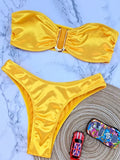 Bandeau Bikinis 2025 Strapless Satin Bikini Female Swimsuit Women Swimwear Two-pieces Bikini Set High Cut Bathing Suit Swim Lady