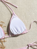 Shell Decoration Halter String Strappy Bikini Women Swimwear Female Swimsuit Two-pieces Bikini Set Ribbed Bathing Suit Swim Lady