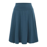 Women's Solid Color Casual High Waist Elastic Midi Skirts Spring Summer All Match Korean Ruffle Short Skirt Office Lady Faldas