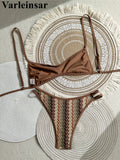 2026 Striped High Leg Cut Brazilian Bikini Female Swimsuit Women Swimwear Two-pieces Bikini set Bather Bathing Suit Swim V8216