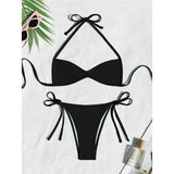 XS - L Halter High Leg Cut Bikini Female Swimsuit Women Swimwear Two-Pieces Bikini Set Strappy Bather Bathing Suit Swim V8276