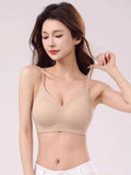 Japan Style Seamless V-Neck Halter Bra Small Bust Petite Straps Open Back Sexy Underwear Women One Piece Comfort Fit Daily Wear