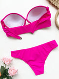 Neon Green Push Up Bra Cup Bikini Women Bandeau Swimsuit Female Swimwear Two Pieces Bikini Set Brazilian Bathing Suit Swim Lady