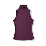 Spring Pure Desire Hot Girl Style Elastic Slim Fit Half High Collar Inner Layer Base Shirt Vest Solid Color Casual Fashion L25M