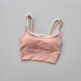 Women's yoga sports bra, shoulder straps with color blocking design, camisole yoga fitness bra