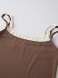 Summer Women's Camisoles Casual Stylish Contrast Color Layered Tank Tops Spaghetti Strap Slim Fit Vest Sporty Fitness Daily