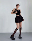 Preppy WOMENGAGA American Style Style High Waisted Slim Pleated Skirt For Women's Summer Ballet Skirt Fashion Women QI9Y