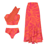 2023 High Quality One Piece Swimsuit Floral Rhineston Printed Push Up Women Bikini Set Swimwear Slimming Bathing Suit Beach Wear