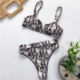 SnakeSkin Female Swimsuit High Waist Bikini Women Swimwear Two-pieces Bikini Set Hollow Out Bathing Suit Swim Wear Beachwear