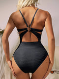 2026 Sexy U-Wire Swimsuit One Piece Black Swimwear Women Ring Link Solid Bathers Bathing Swimming Swim Suit Female Beachwear