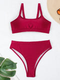 High Waist Bikini 2026 Solid Swimsuit Women Padded Swimwear Female Sports Bathers Bathing Swimming Swim Suit Beachwear