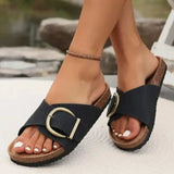 2026 New Women Indoor Street Slippers Summer Platform Shoes Simple Solid Color Buckle Slides For Female Slip-on Leisure Sandals