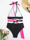 Sexy Halter Bikini 2026 Criss Cross Solid Swimsuit High Waist Swimwear Female Bathers Bathing Swimming Suit Padded Beachwear