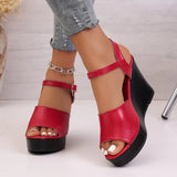 Women Sandals Summer  Peep Toe Ankle Strap High Heels Ladies Wedges Platform SandalsParty
